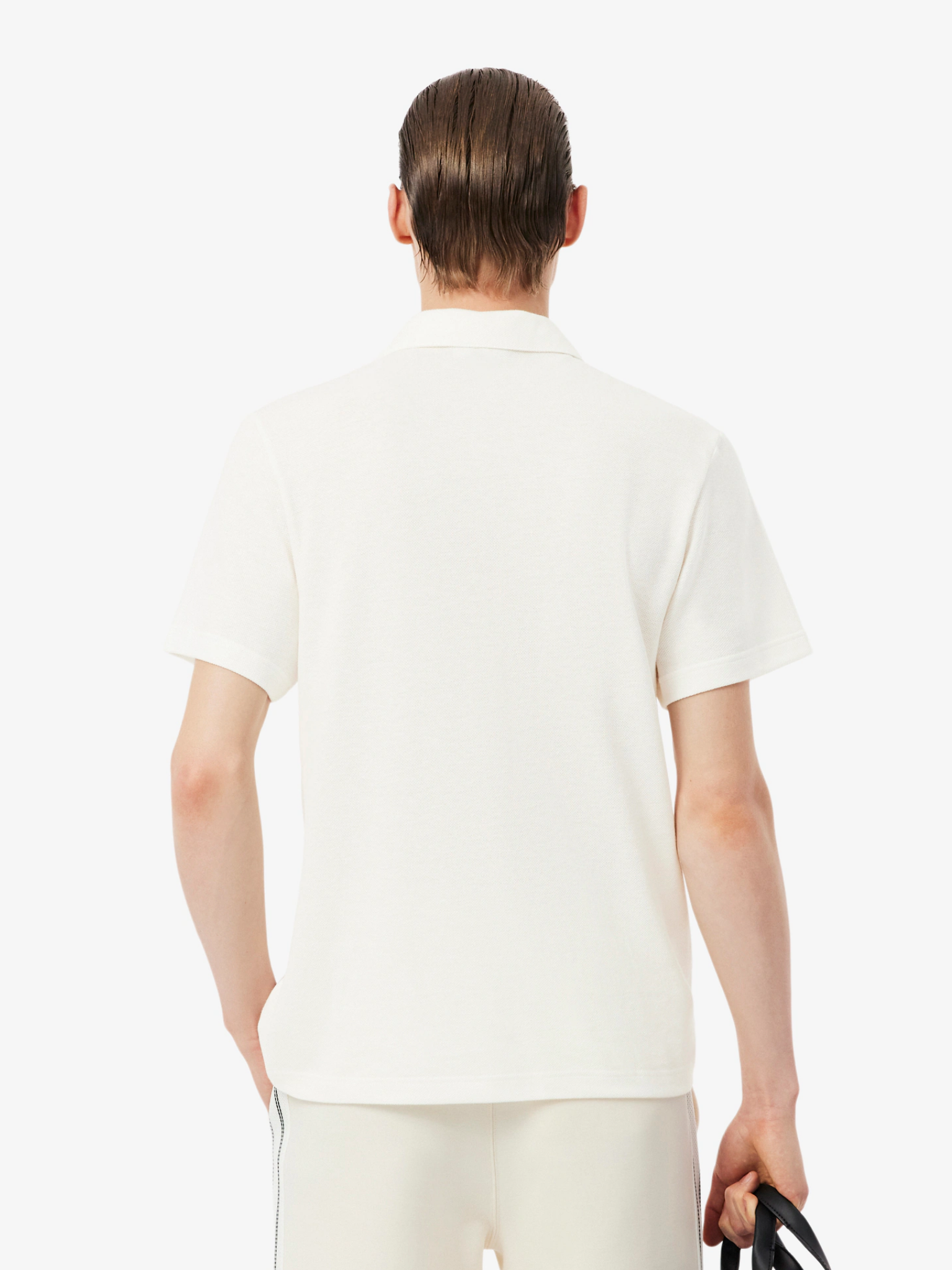 LACOSTE Classic Fit Cotton-Linen Polo Shirt White