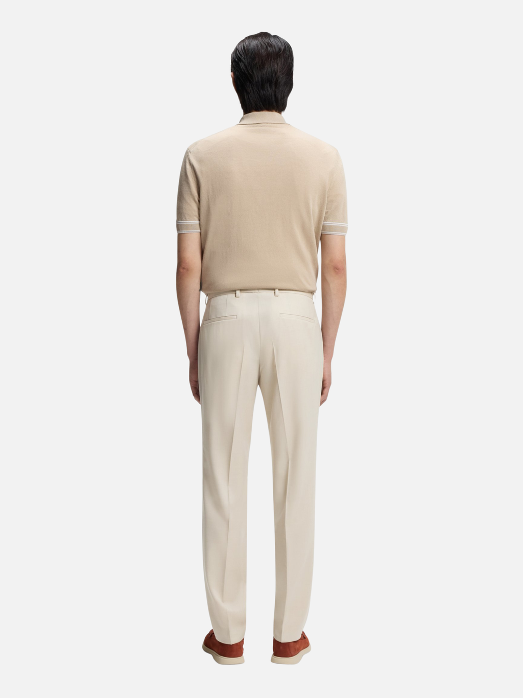 BOSS Virgin-wool Slim-fit Trousers Open Beige