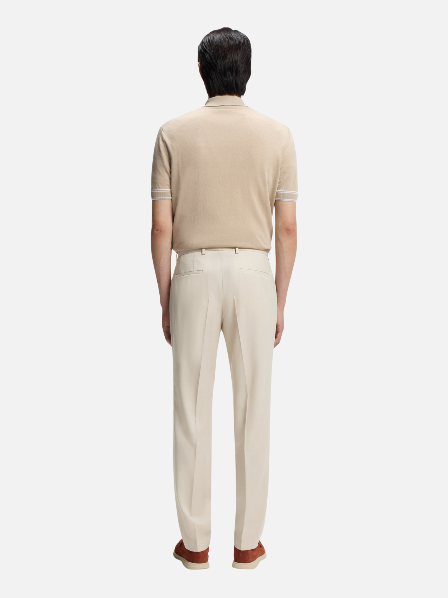 BOSS Virgin-wool Slim-fit Trousers Open Beige
