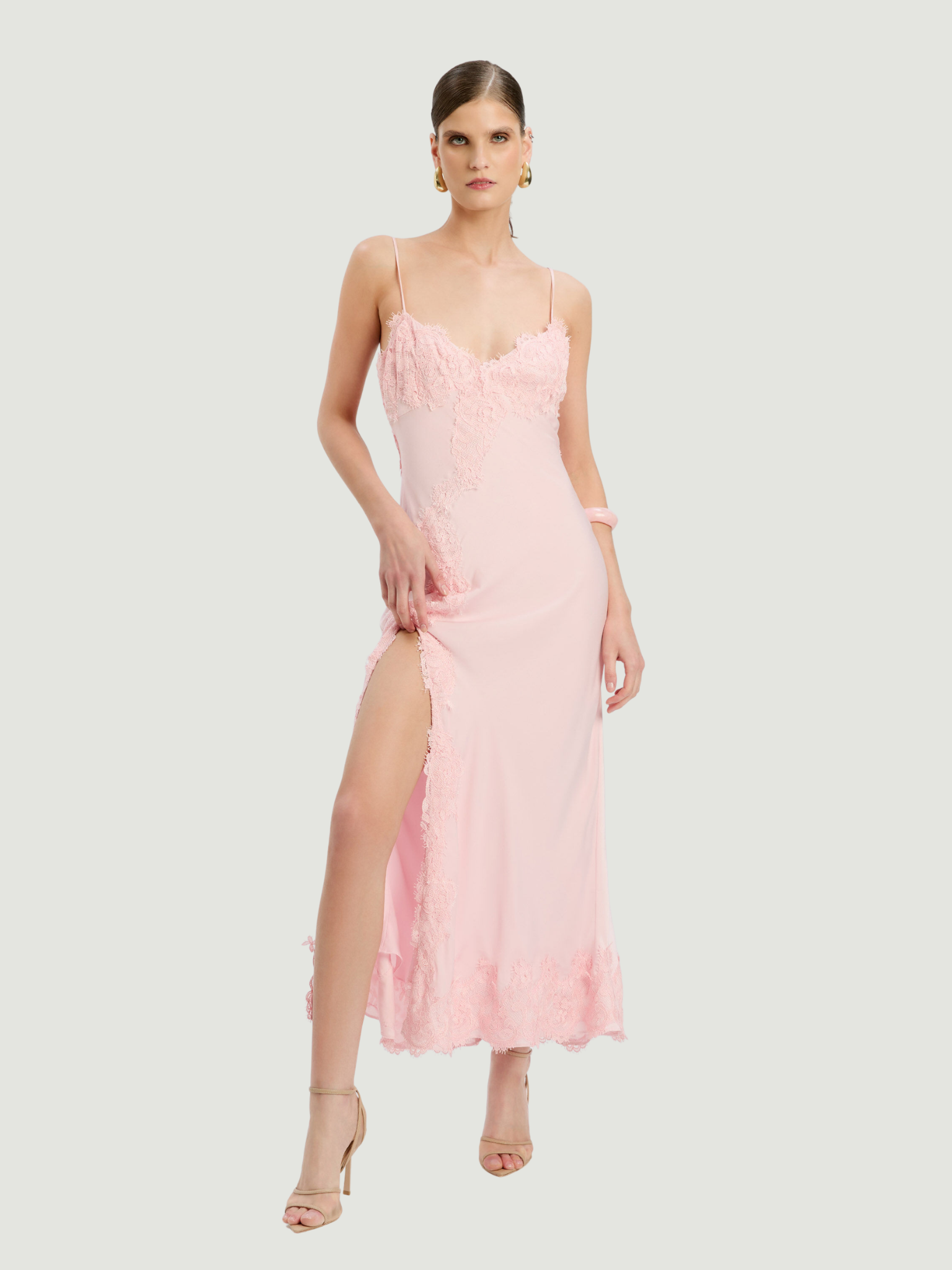 BARDOT WOMEN Alerie Lace Satin Maxi Dress Petal Pink