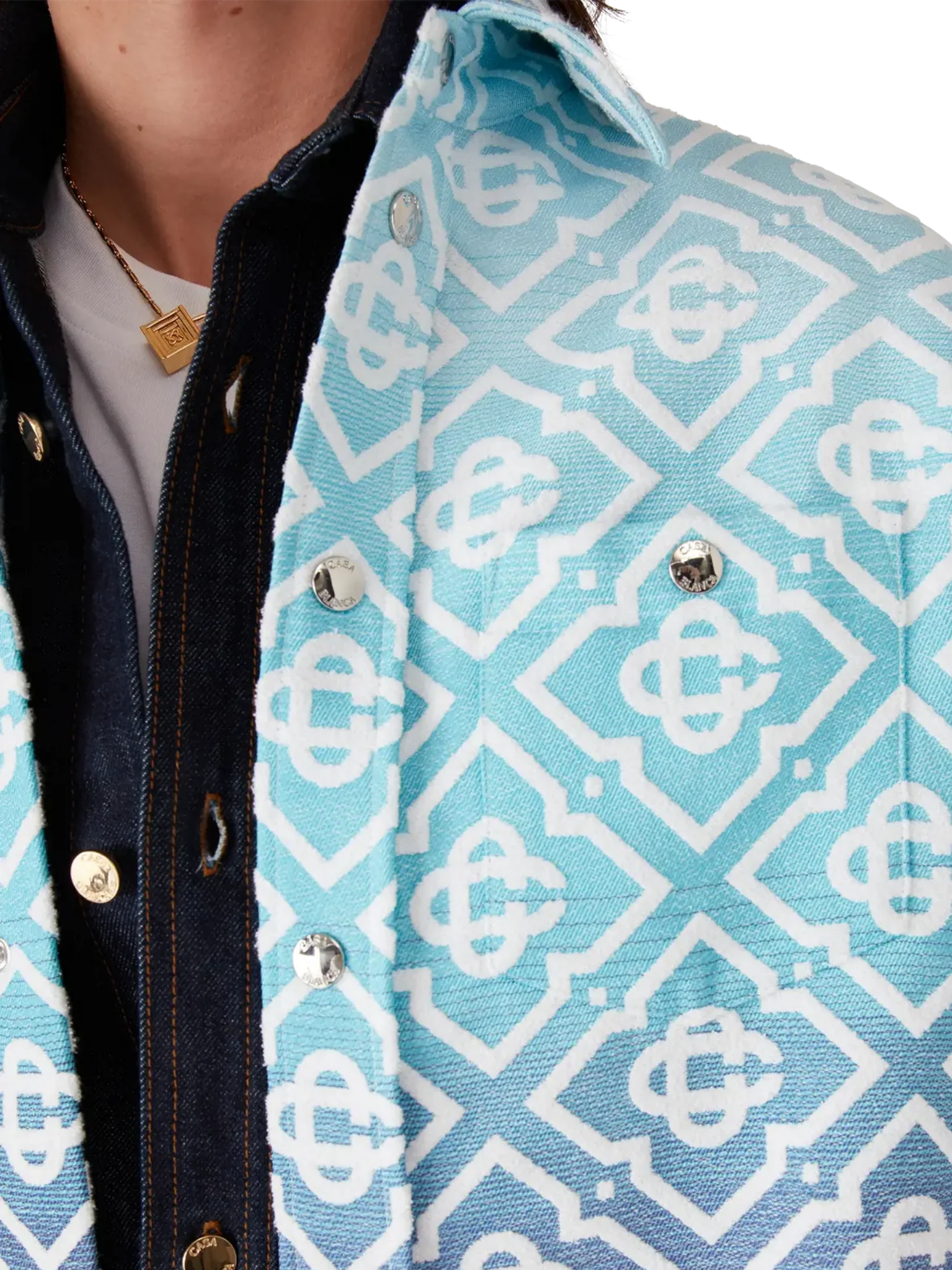 CASABLANCA Monogram Gradient Jacquard Shacket Blue