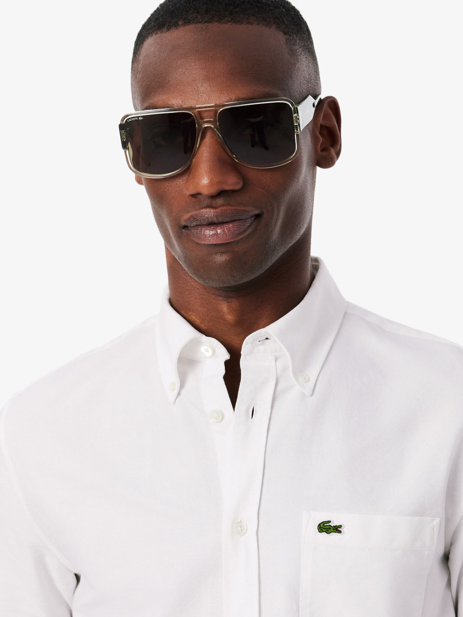 LACOSTE Regular Fit Short Sleeved Oxford Shirt White