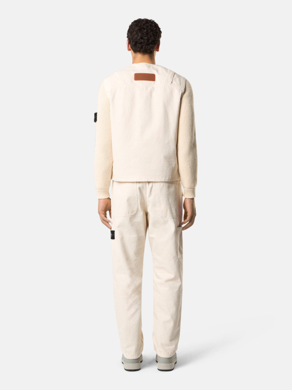 STONE ISLAND V-neck Button Fastening Gilet Beige