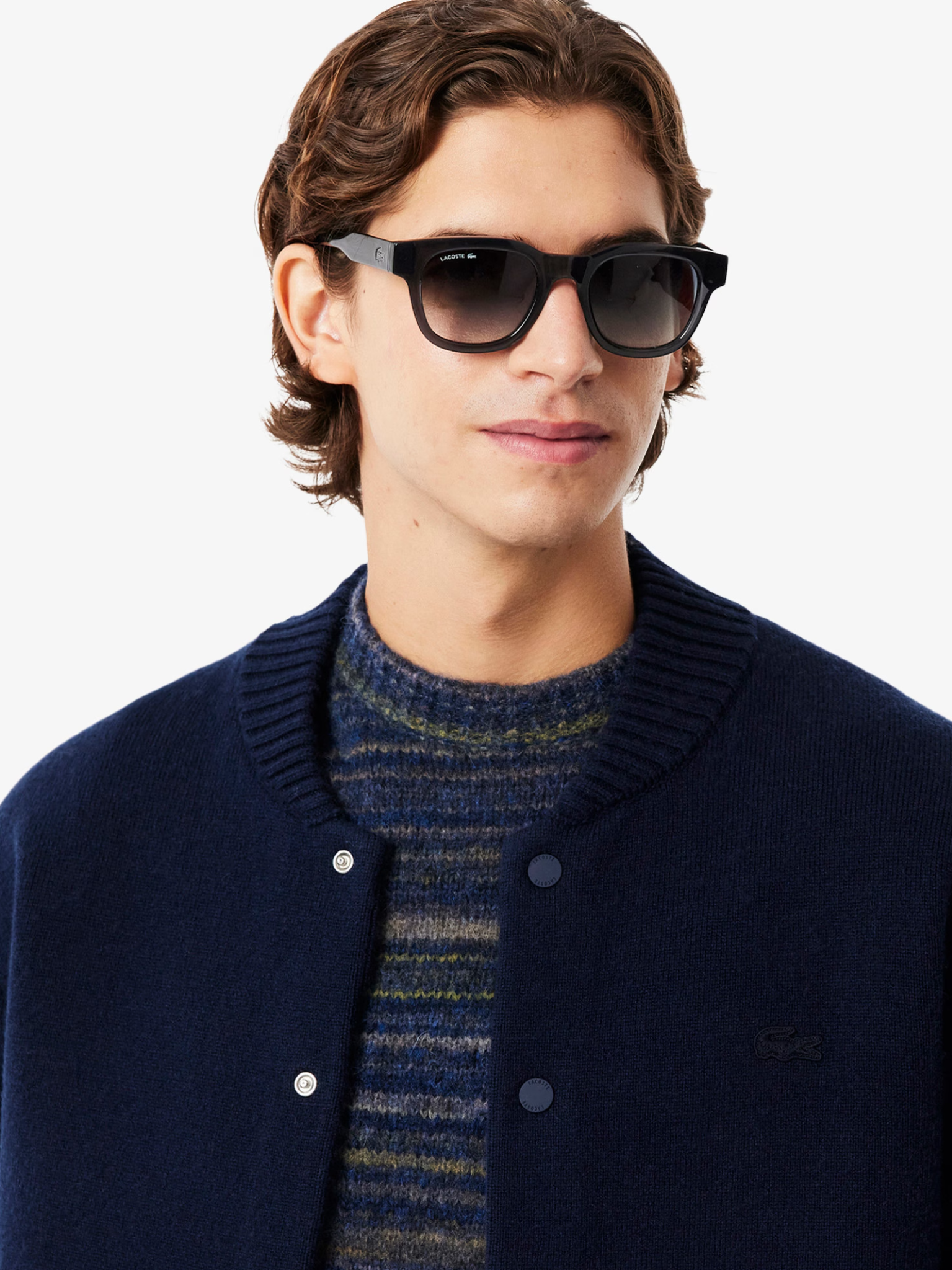 LACOSTE Merino Wool Jersey Bomber Jacket Midnight Blue