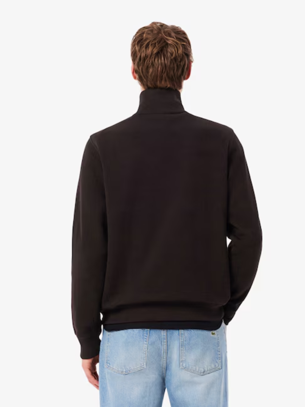 LACOSTE Zip-Up High Neck Interlock Sweatshirt Brown