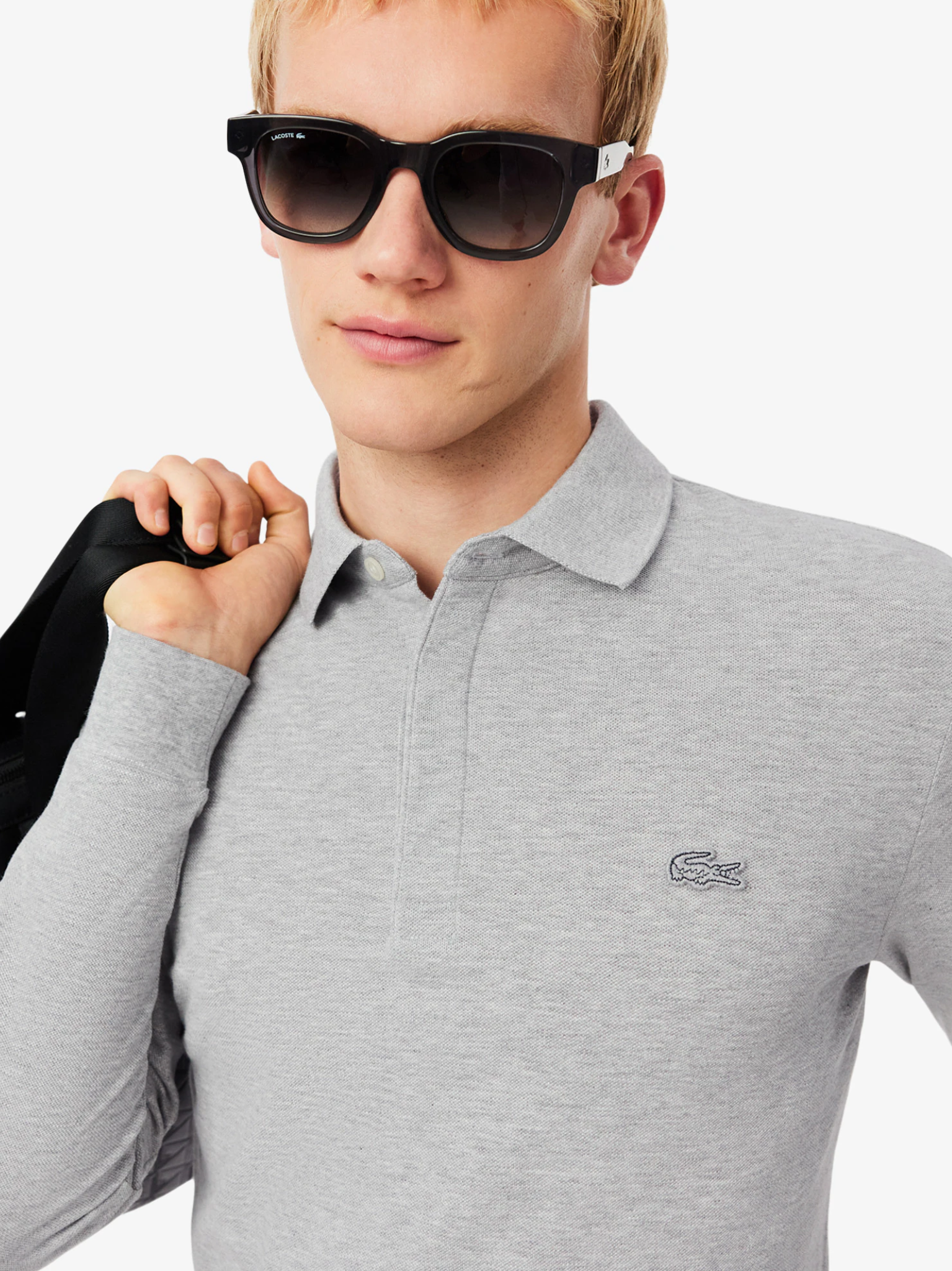 LACOSTE Regular Fit Paris Stretch Piqué Polo Shirt Light Grey