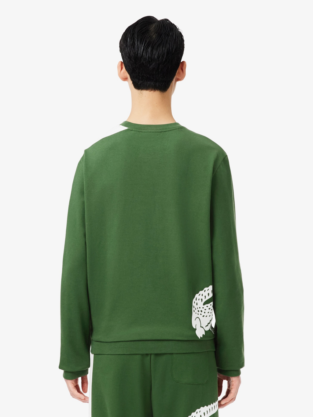 LACOSTE Printed Fleece Loungewear Sweatshirt Green