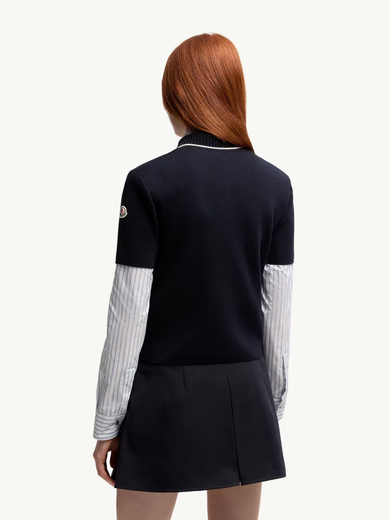 MONCLER WOMEN Knit Cotton Polo Shirt Navy Blue