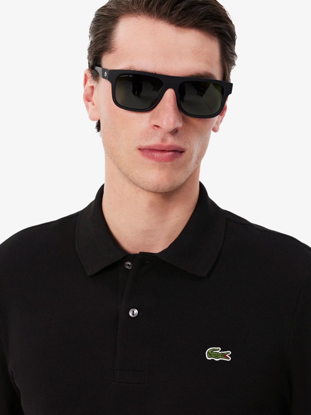 LACOSTE Classic Fit Long Sleeved L.12.12 Polo Shirt Black