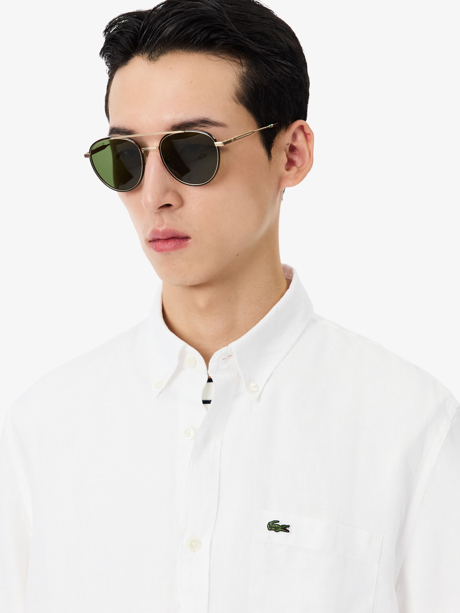 LACOSTE Regular Fit Linen Shirt White
