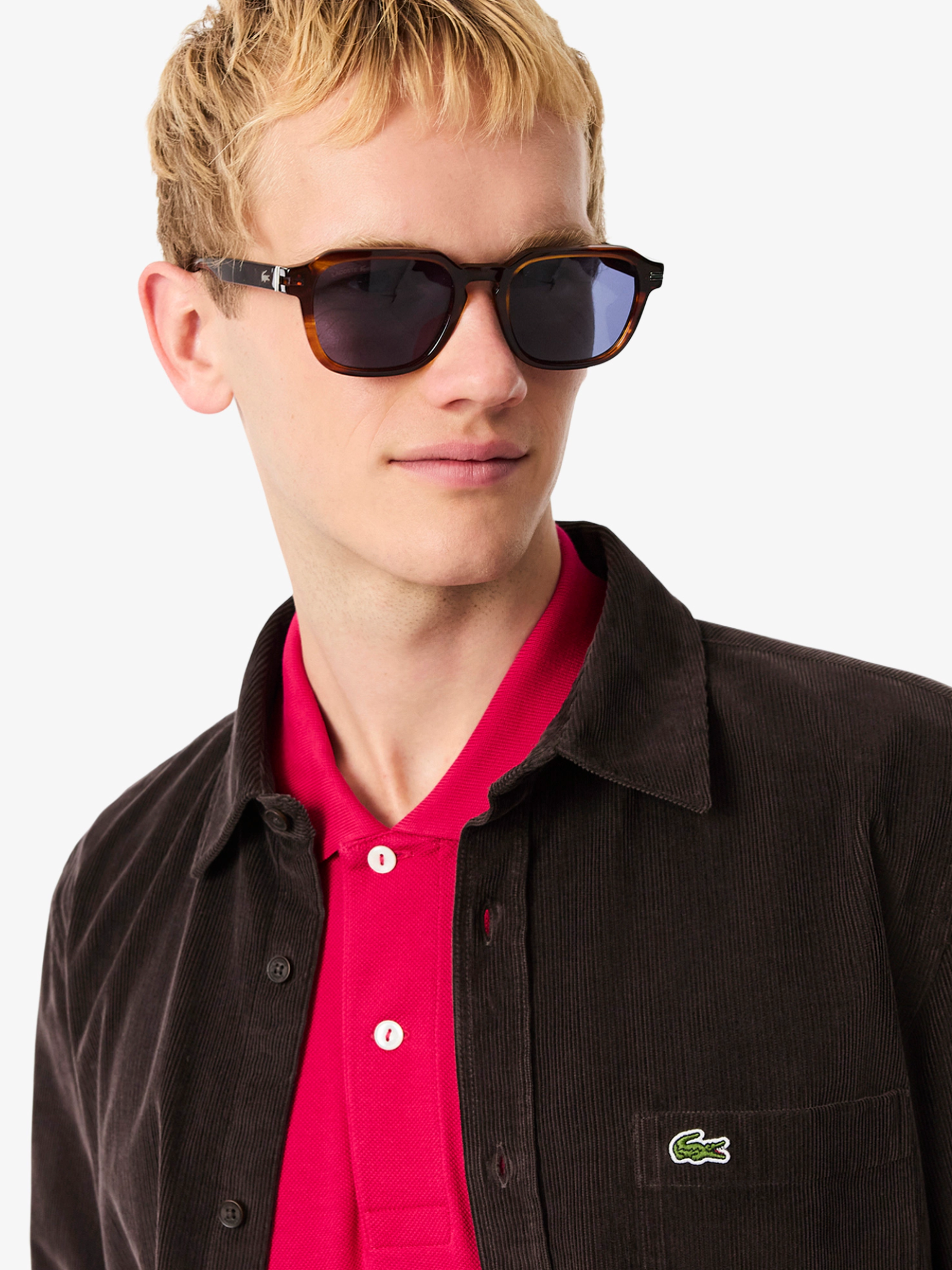 LACOSTE Regular Fit Velour Shirt Brown