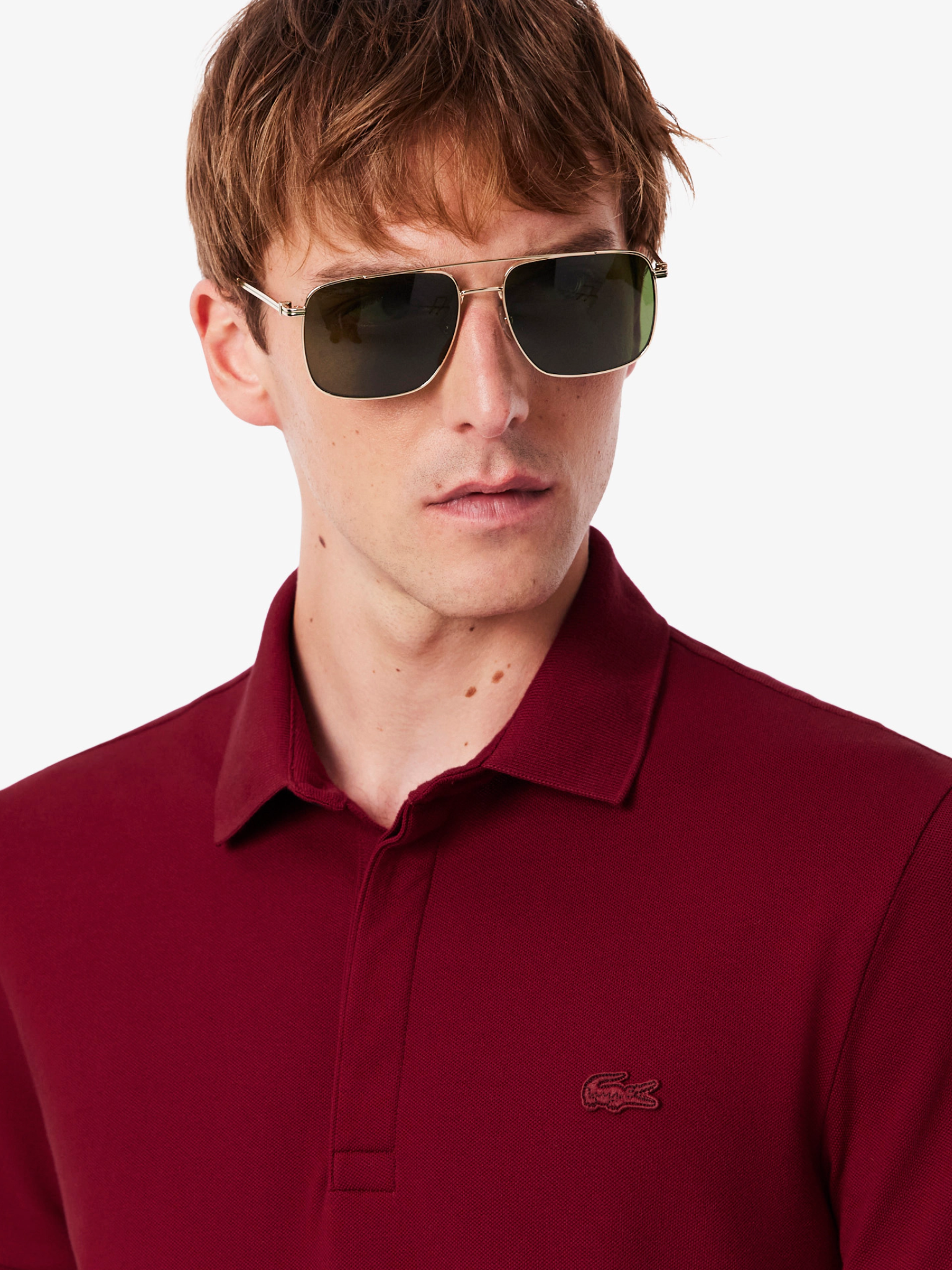 LACOSTE Regular Fit Paris Stretch Piqué Polo Shirt Bordeaux Red