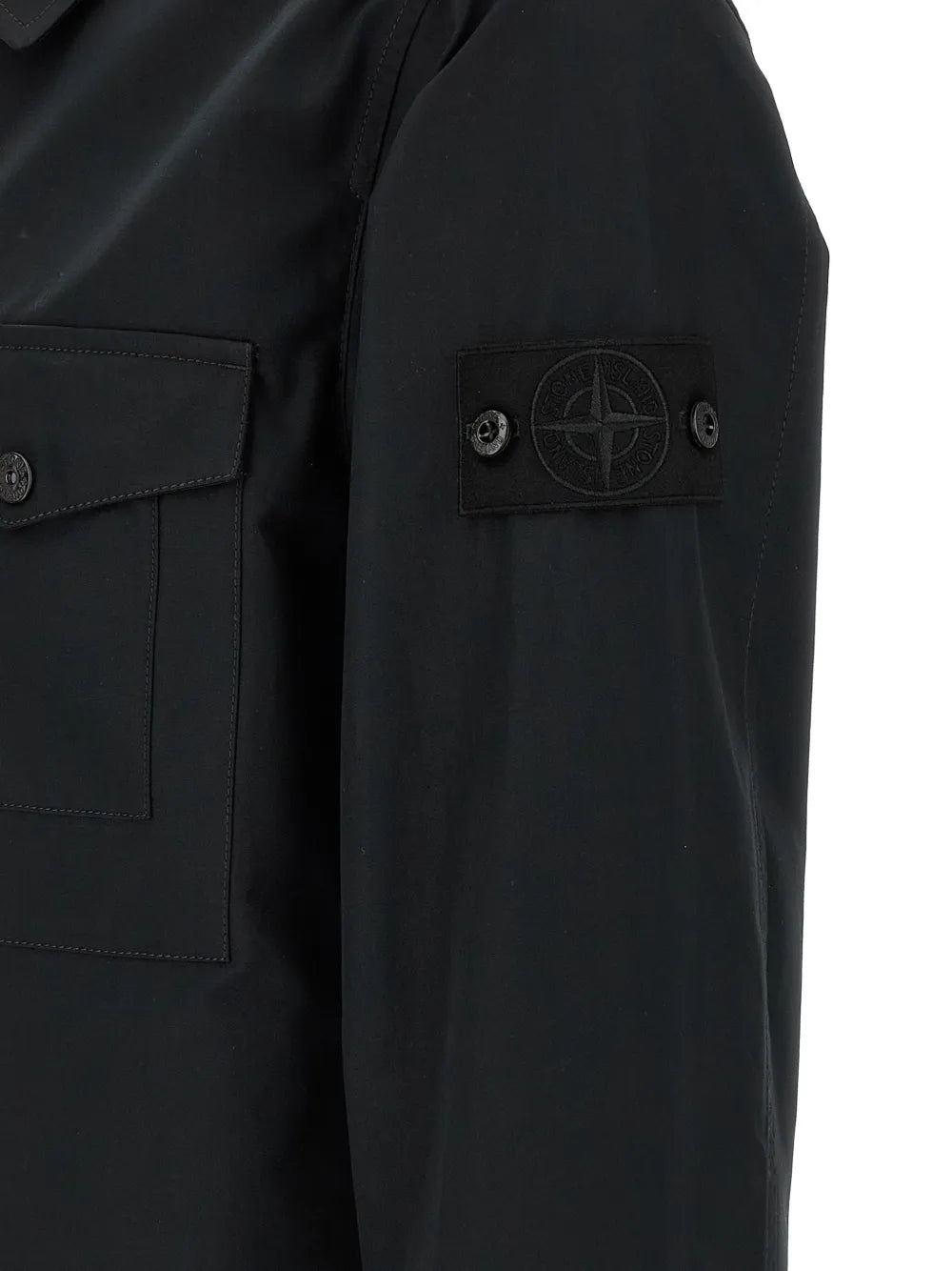 STONE ISLAND Chest Pocket Zip-Up Overshirt Black