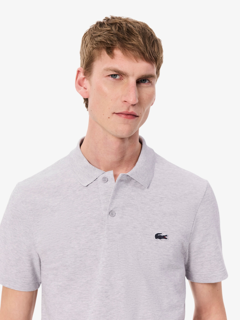 LACOSTE Regular Fit Cotton Blend Polo Shirt Grey