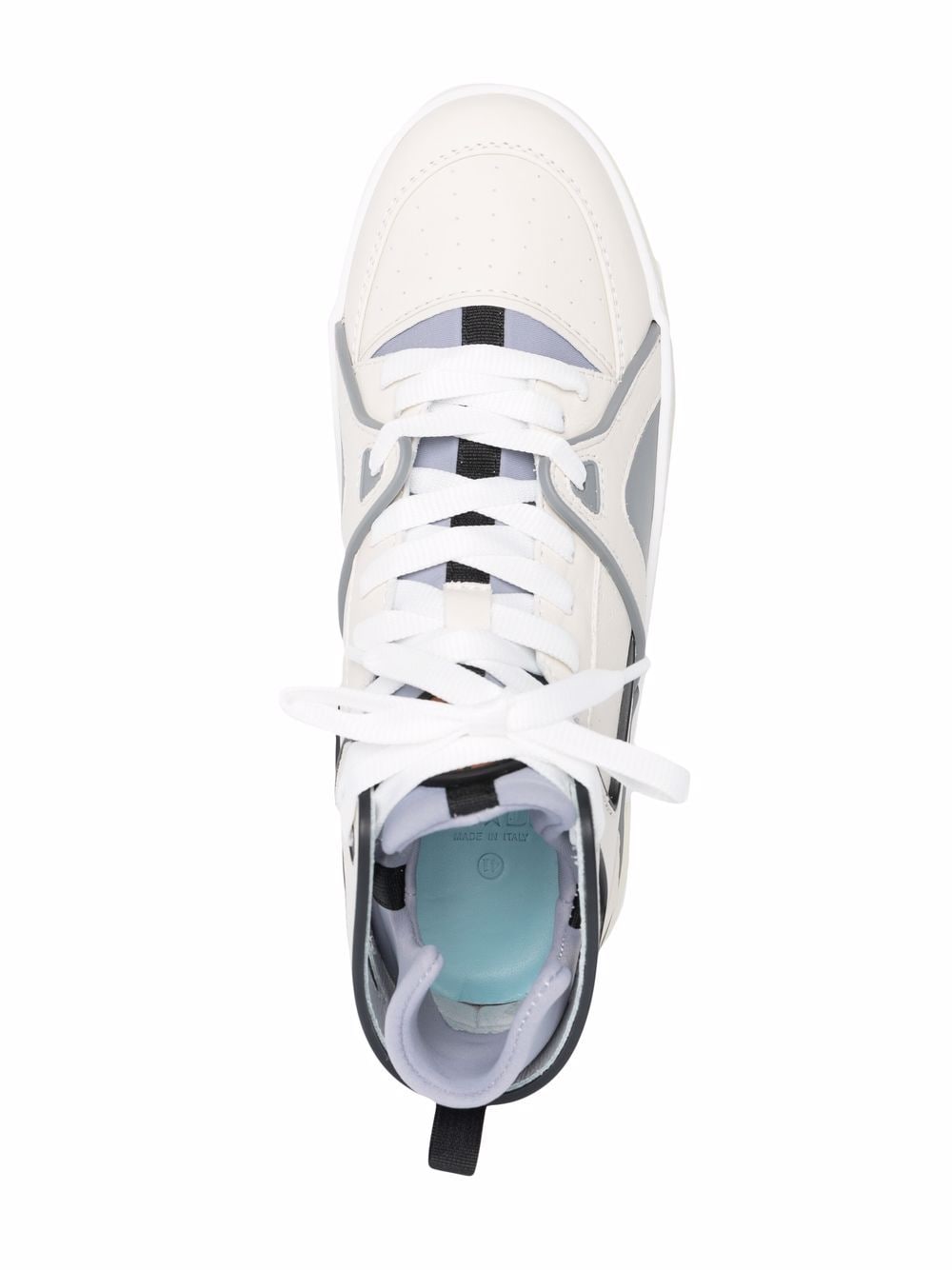 JUST DON Panelled High-top Leather Sneakers White/Grey