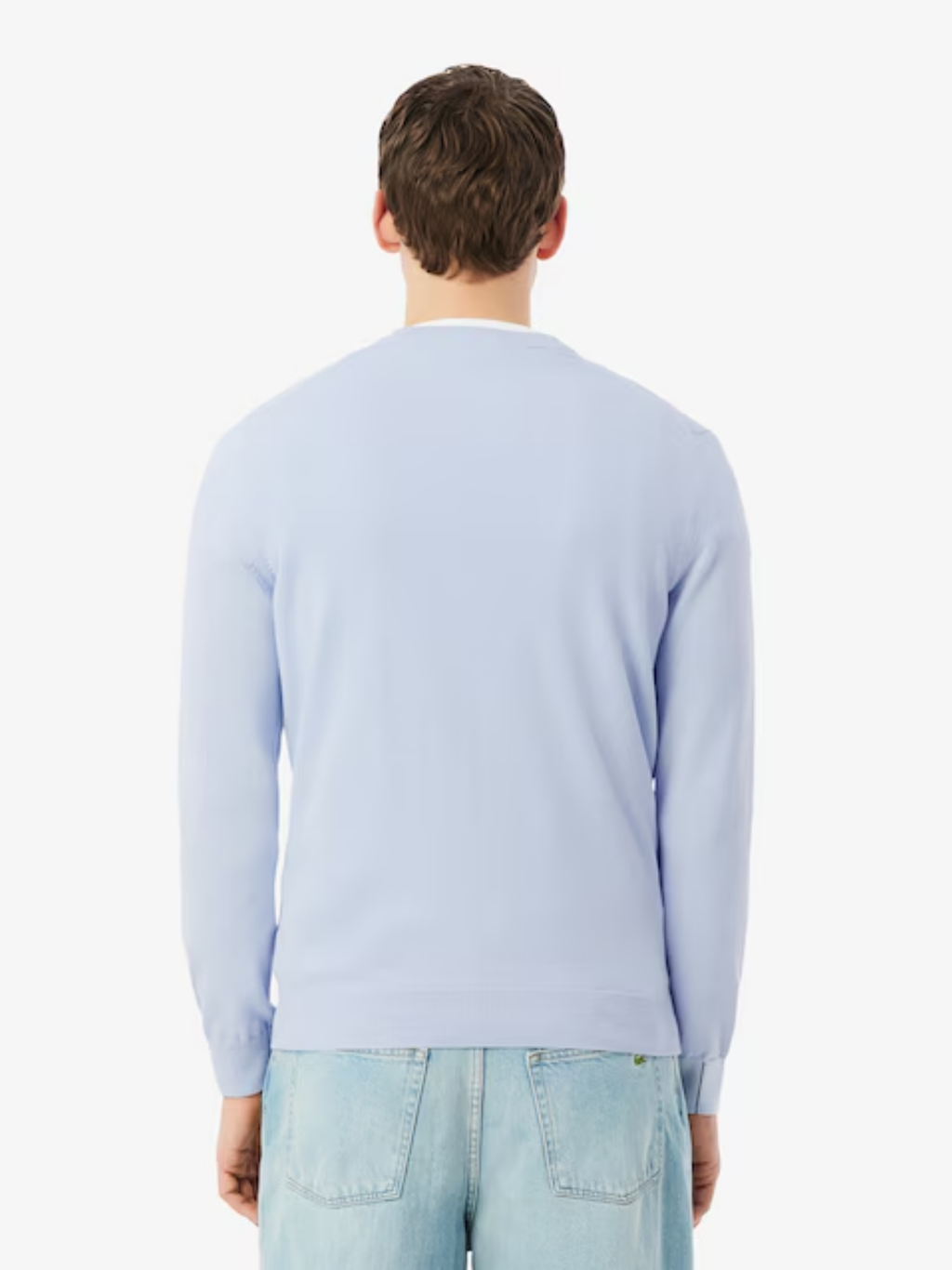 LACOSTE Monochrome Cotton V-neck Sweater Light Blue