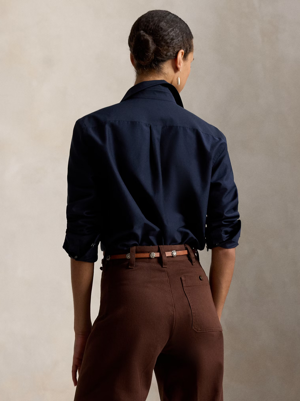 RALPH LAUREN WOMEN Relaxed Fit Cotton-Silk Shirt Hunter Navy