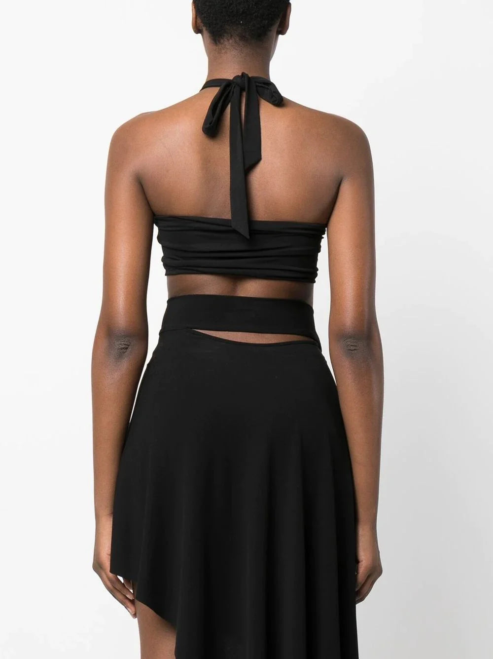 ALEXANDRE VAUTHIER WOMEN Embellished-ring Halterneck Crop Top Black