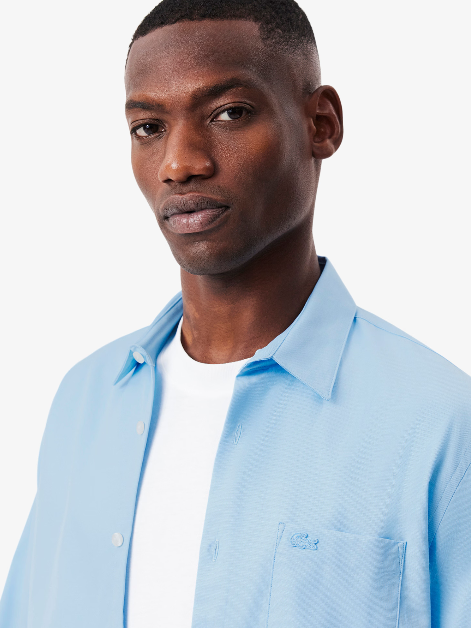 LACOSTE Regular Fit Cotton Poplin Shirt Pale Blue