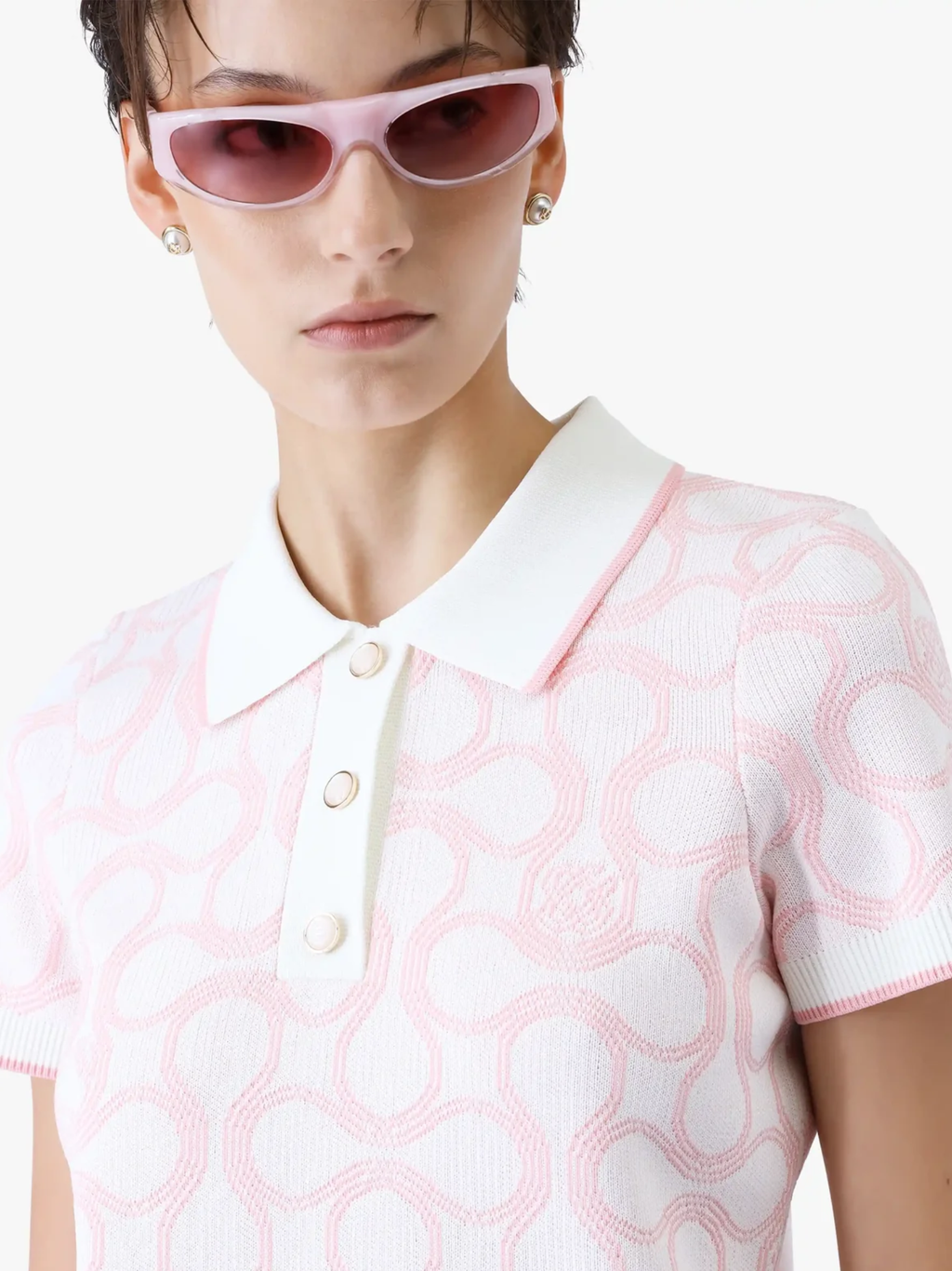 CASABLANCA WOMEN Optic Drop Polo Shirt Pink