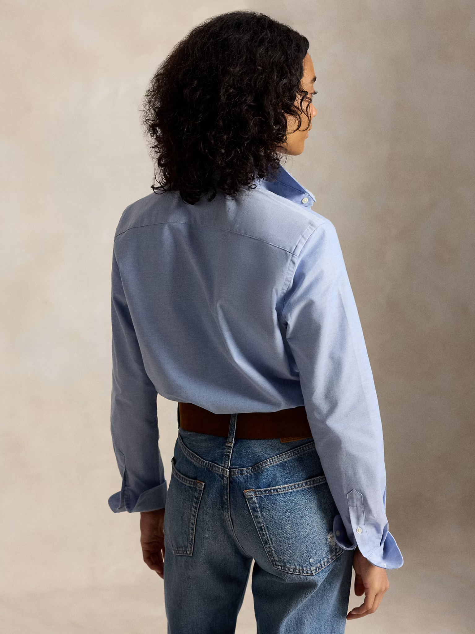 RALPH LAUREN WOMEN The Iconic Stretch Slim Fit Oxford Shirt Blue