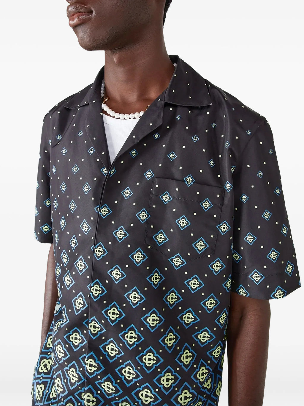 CASABLANCA Degrade Monogram Short Sleeve Swimwear Black