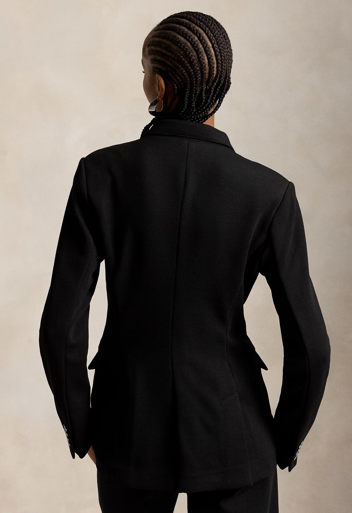 RALPH LAUREN WOMENS Double-Breasted Knit Blazer Polo Black