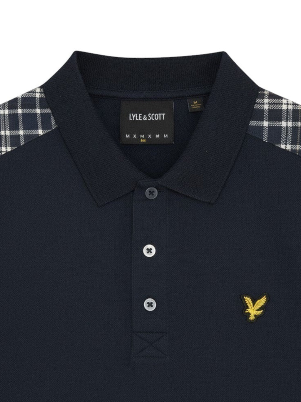 LYLE & SCOTT Check Panelled Polo Shirt Dark Navy