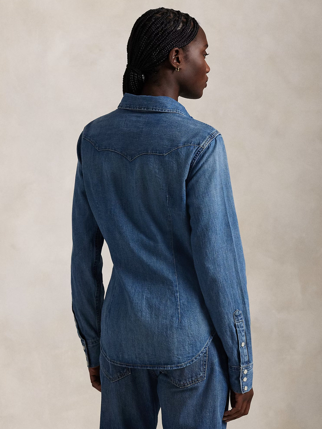RALPH LAUREN WOMEN Denim Western Shirt Canaria Wash