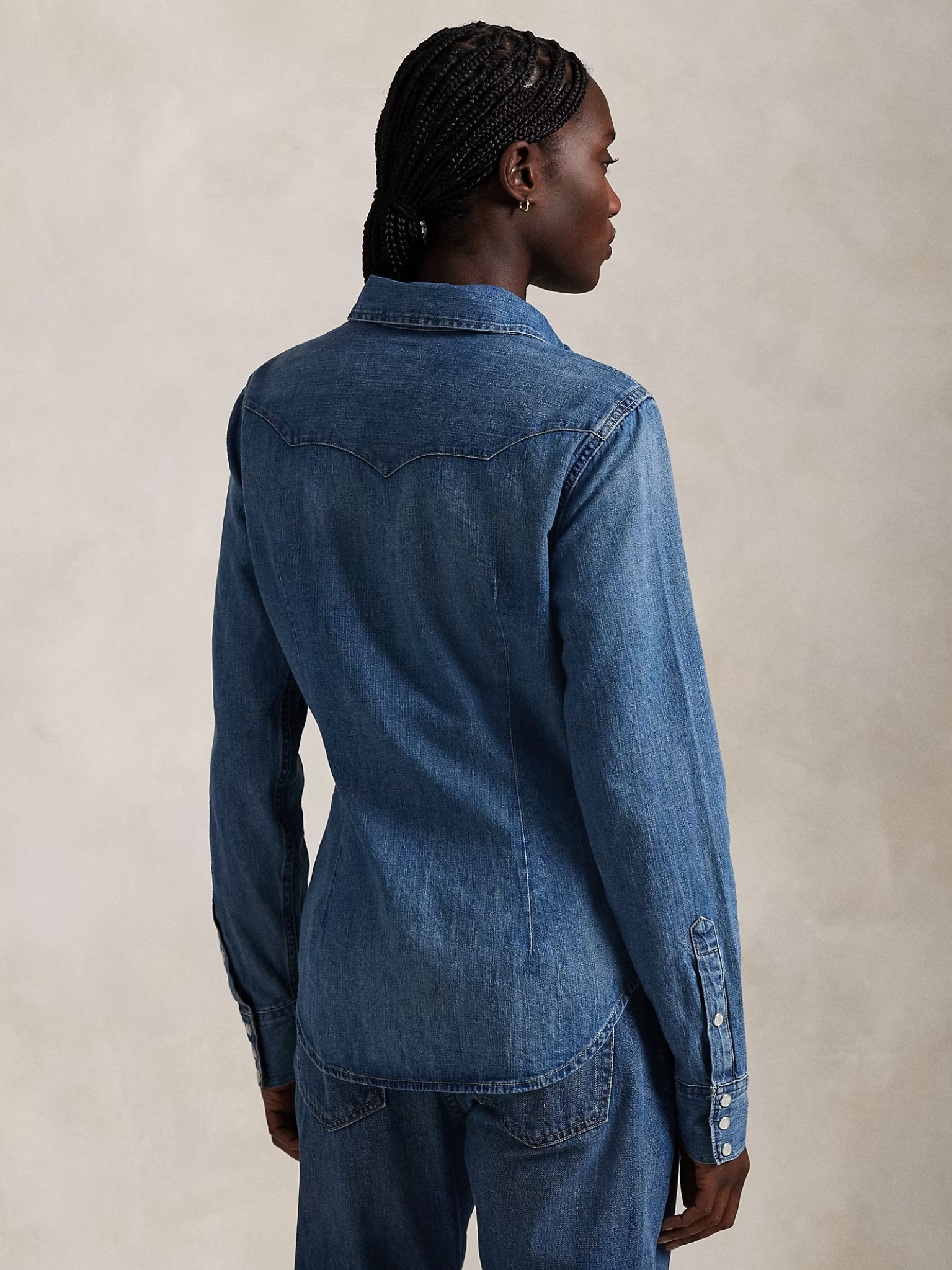 RALPH LAUREN WOMEN Denim Western Shirt Canaria Wash