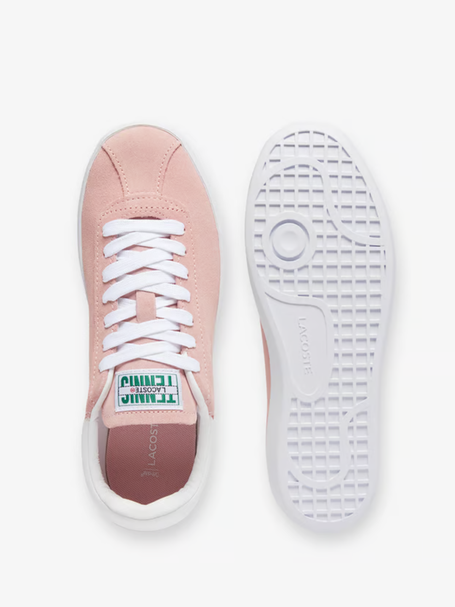 LACOSTE WOMEN Baseshot Suede Sneakers Pink/White