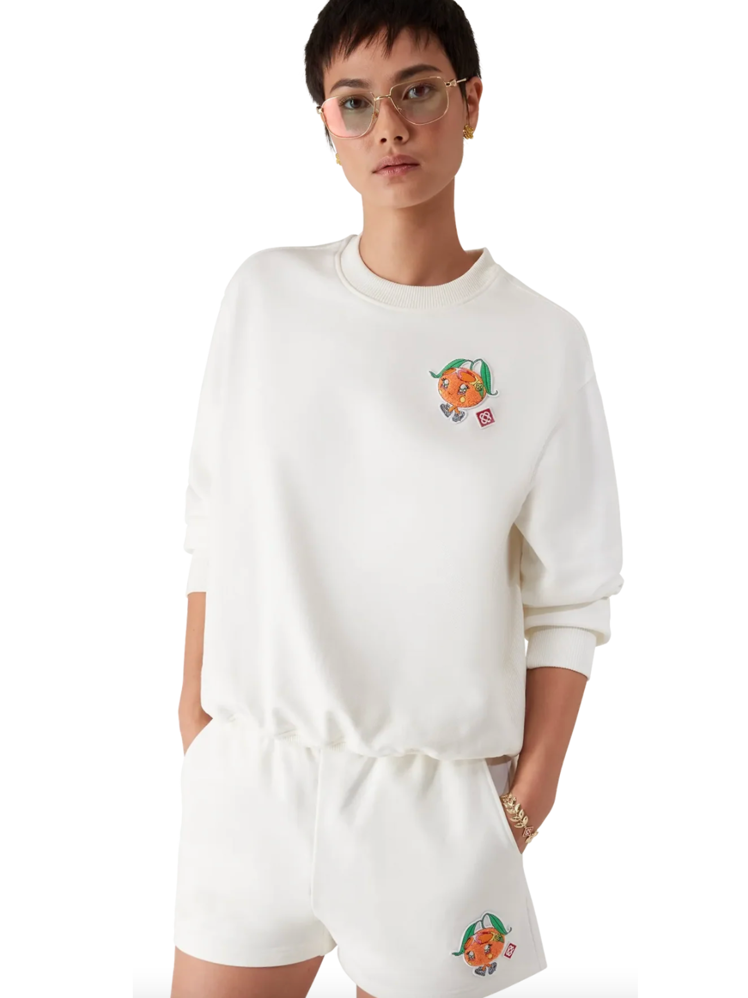 CASABLANCA WOMEN Orange Mascot Sweatshirt Off-White
