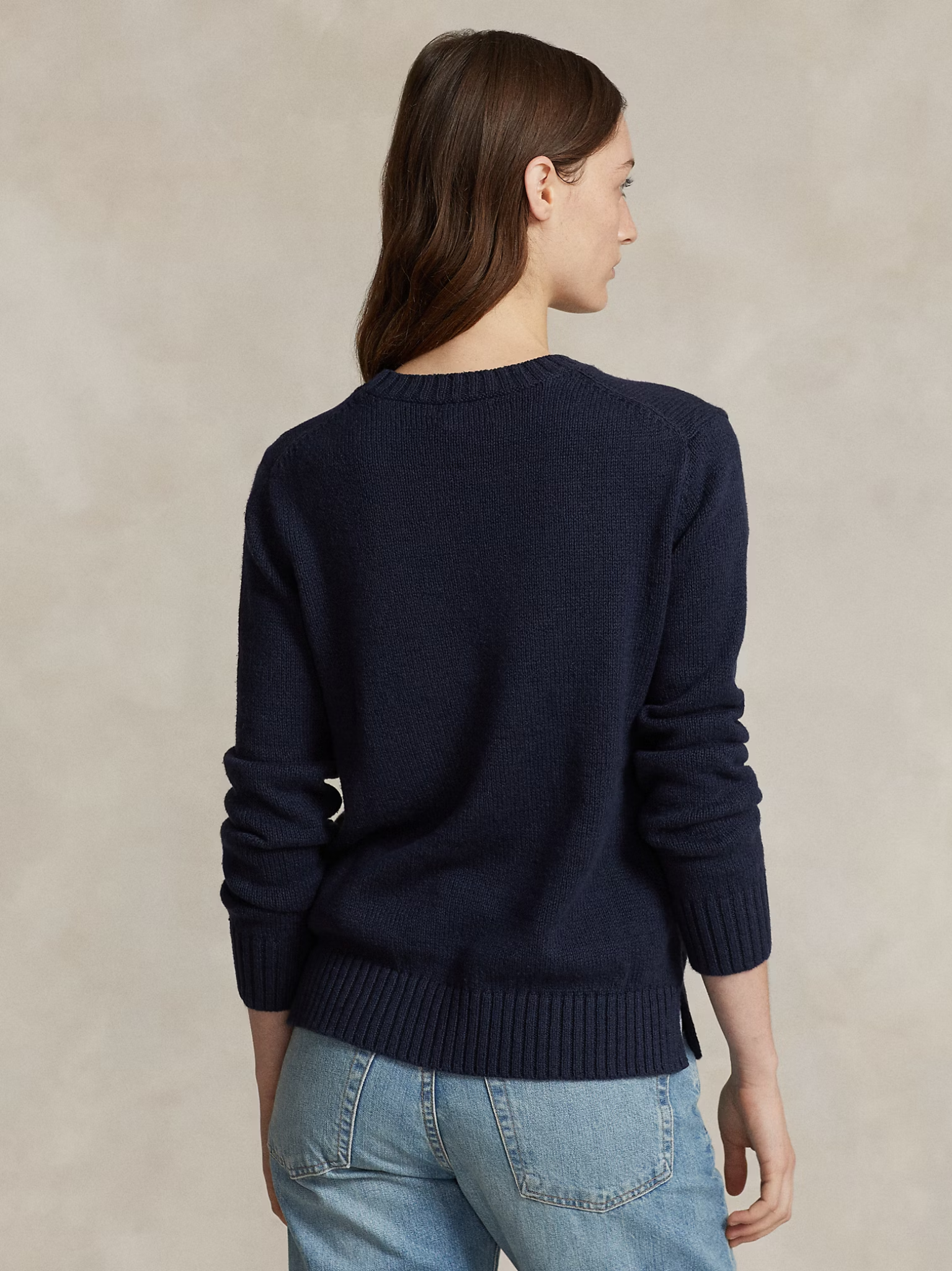 RALPH LAUREN WOMEN Polo Bear Cotton-Linen Jumper Navy Blue