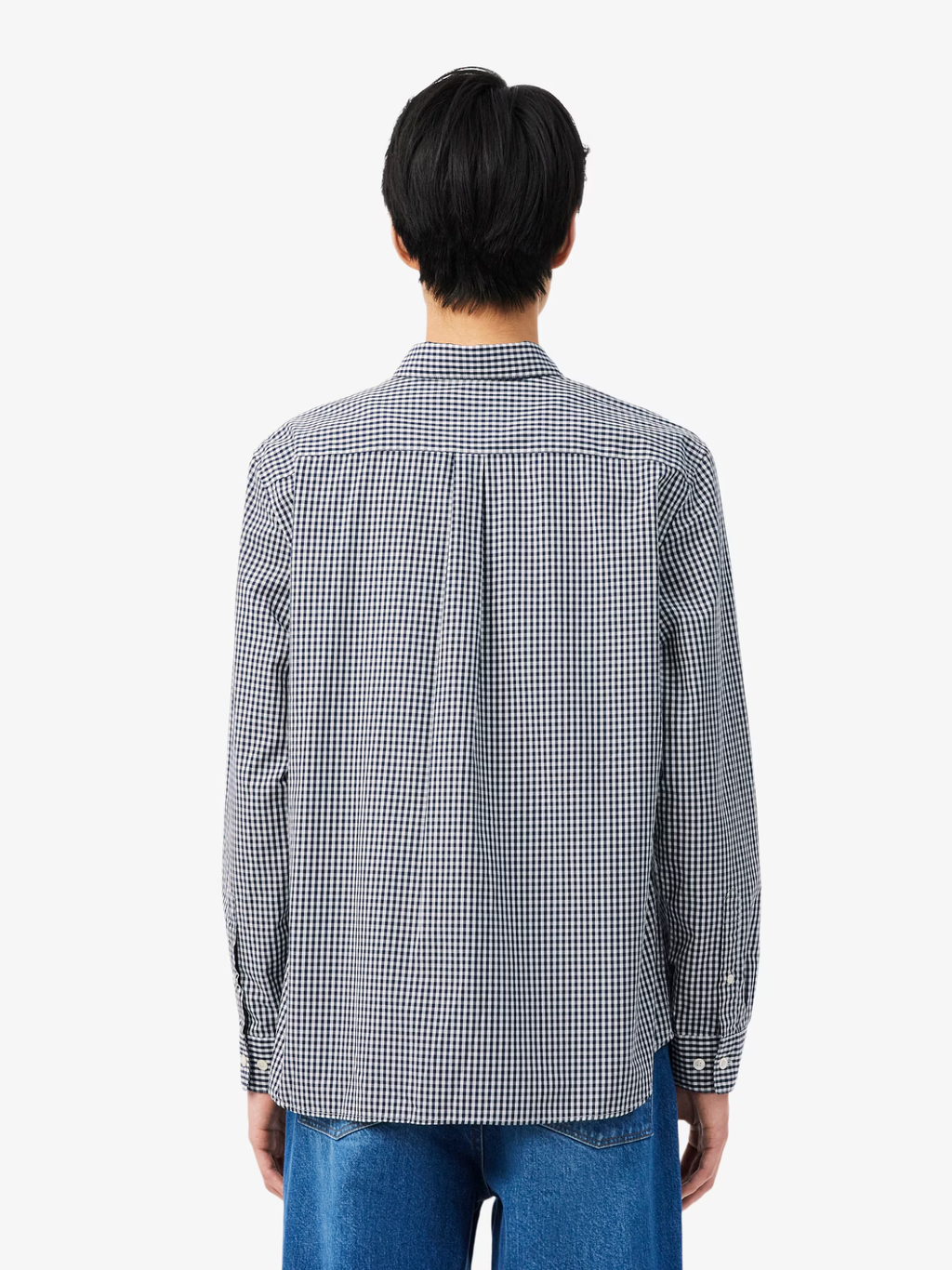 LACOSTE Regular Fit Lightweight Poplin Plaid Shirt White/Blue