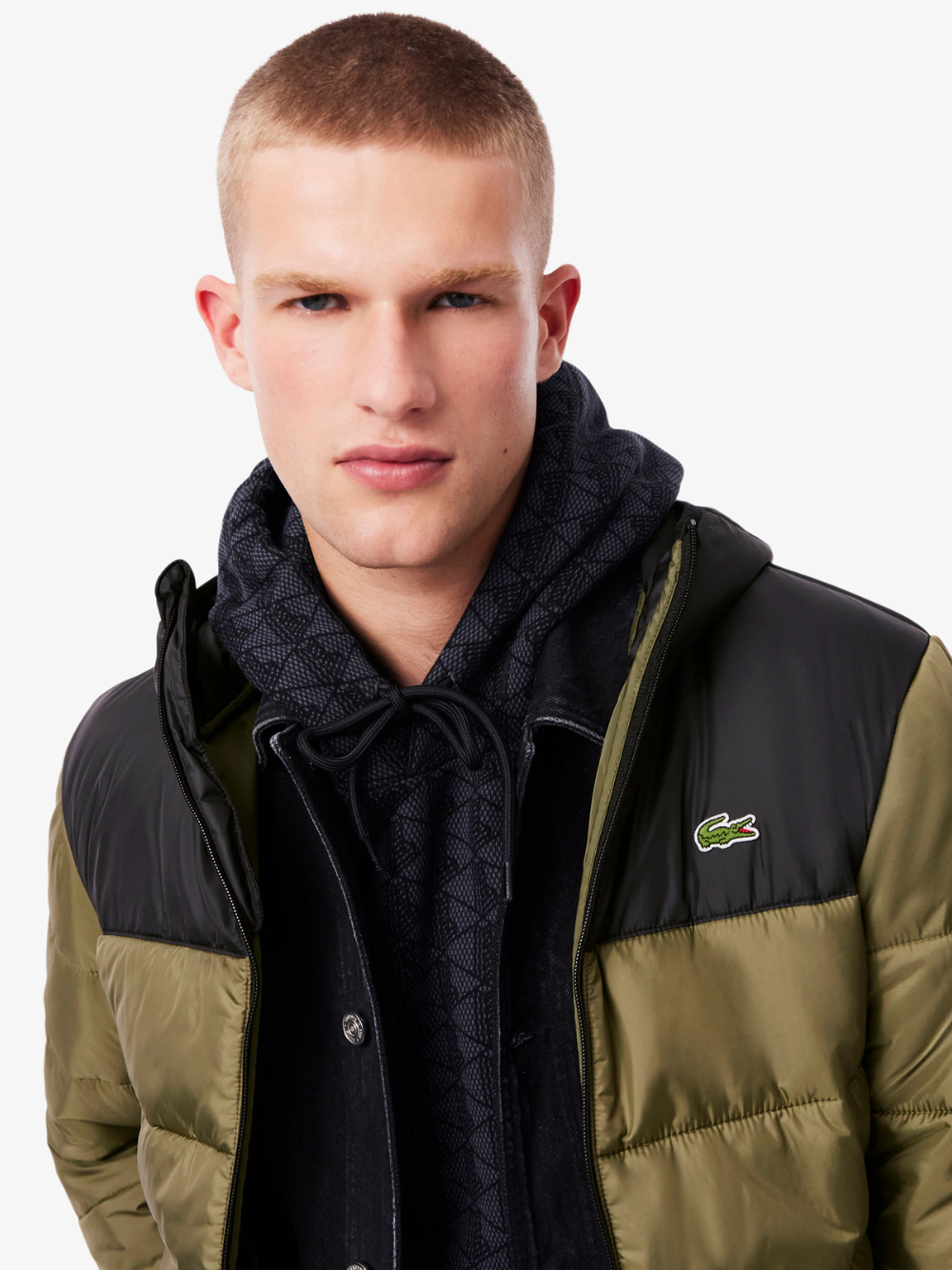LACOSTE Water-Repellent Quilted Puffed Jacket Green