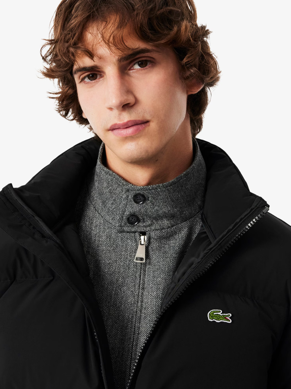 LACOSTE Water-Repellent Hooded Down Jacket Black