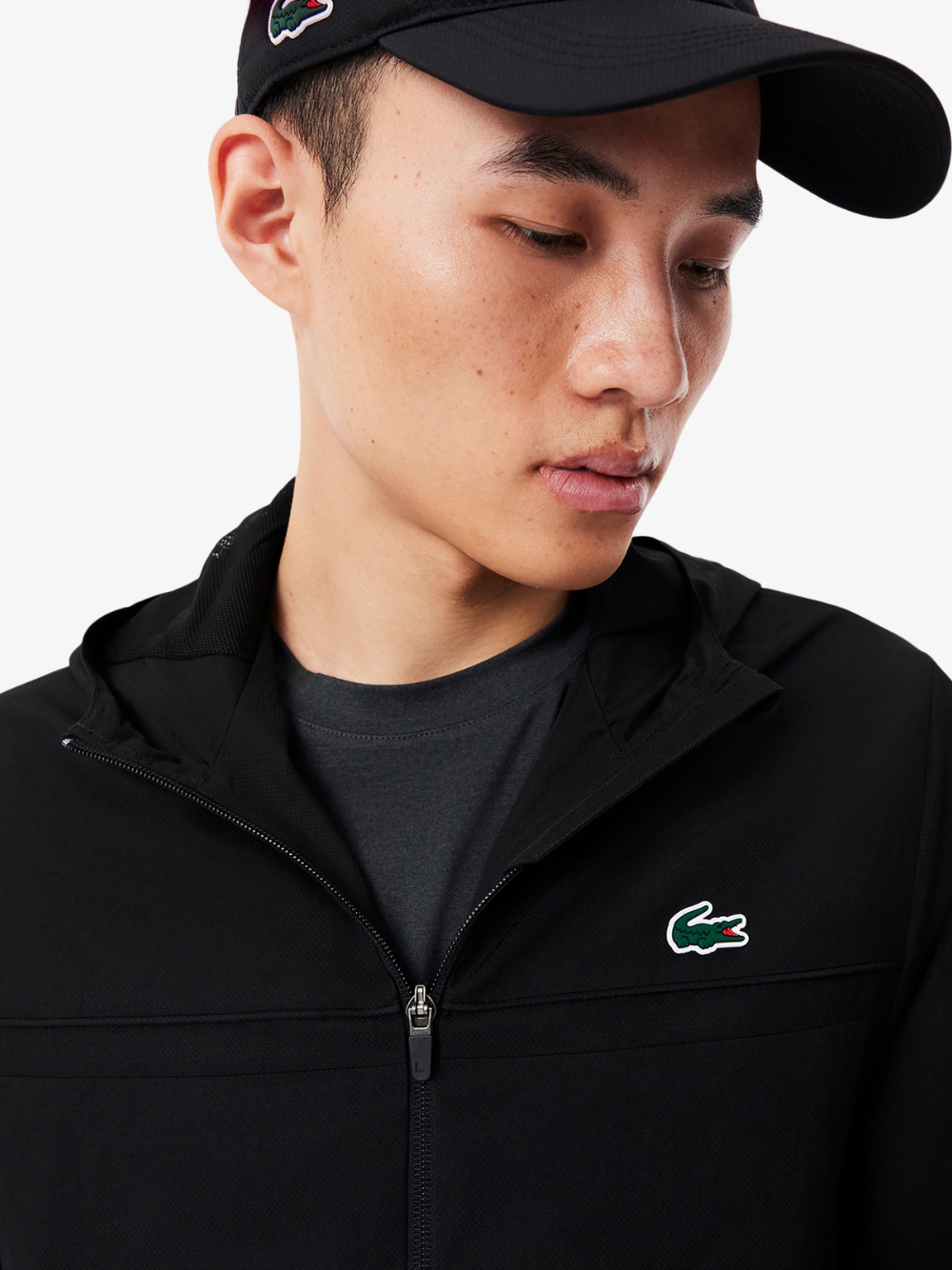 LACOSTE Water-Repellent Sport Track Jacket Black