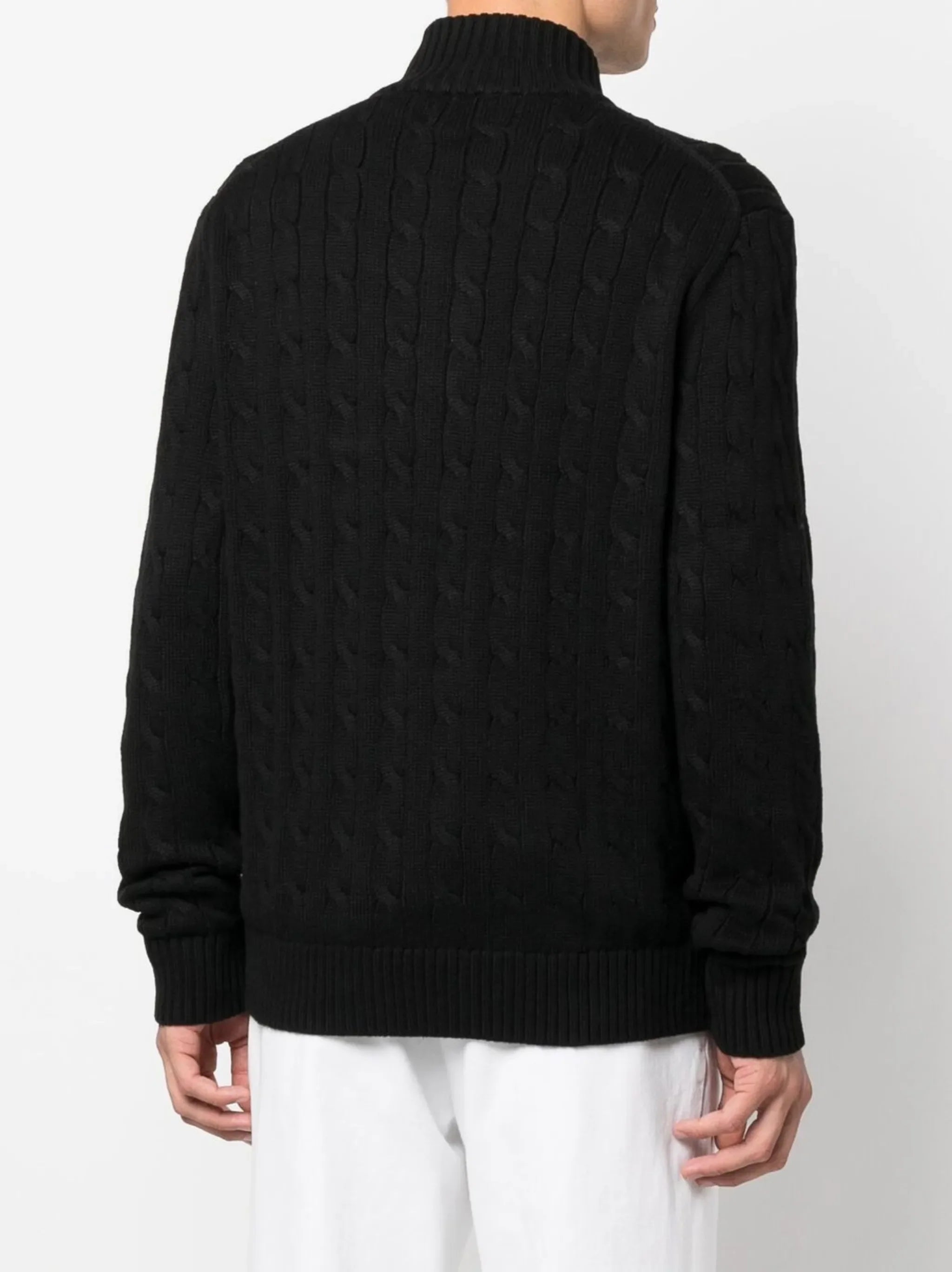 RALPH LAUREN Cable Knit Quarter Zip Jumper Black