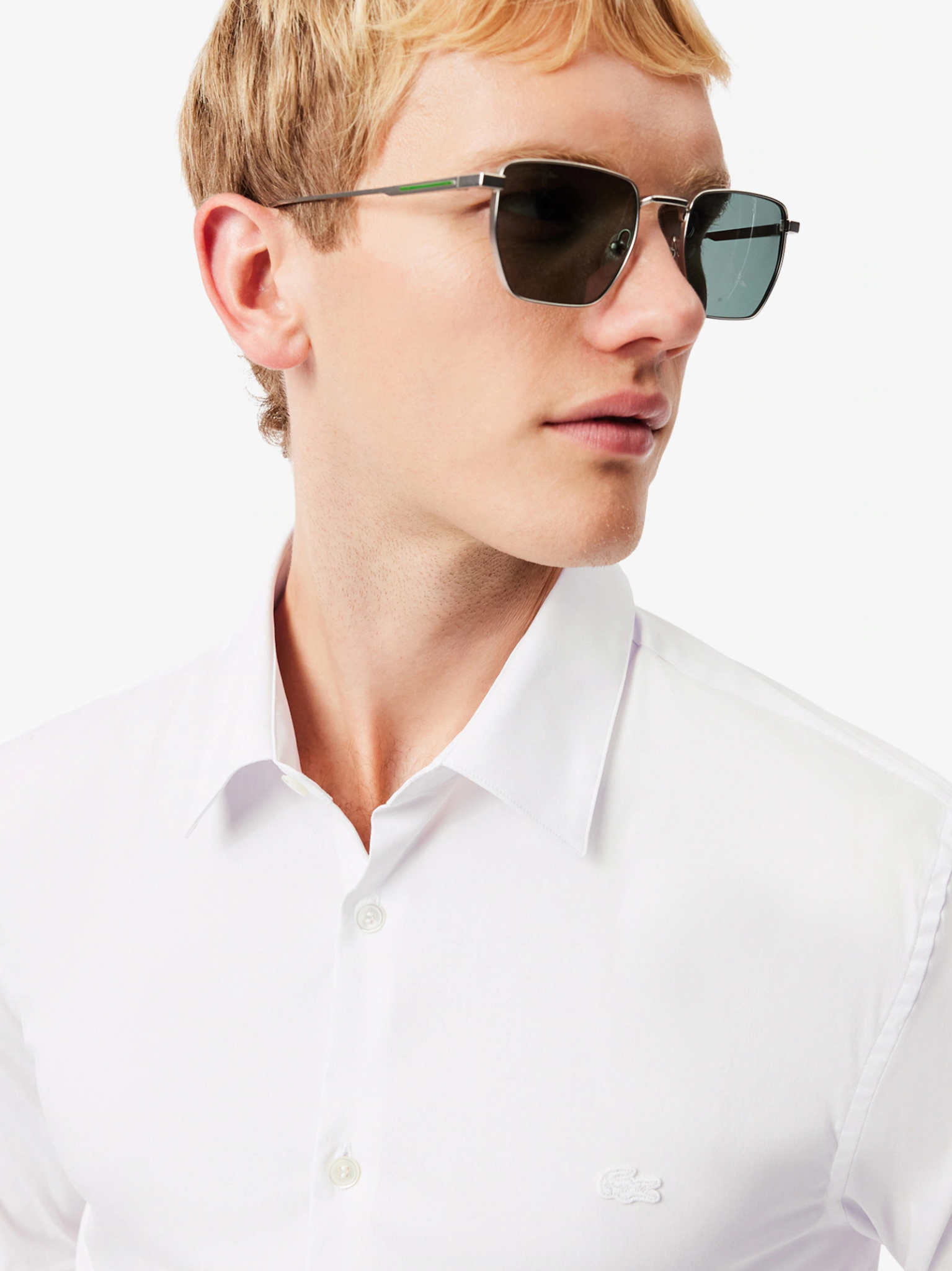 LACOSTE Slim Fit Stretch Poplin Shirt White