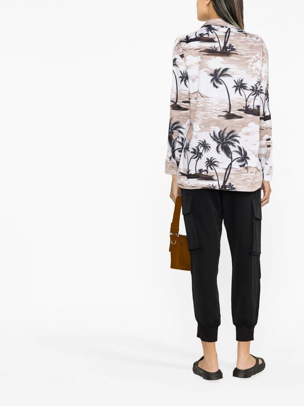 PALM ANGELS WOMEN Hawaiian Track Shirt Beige/Black