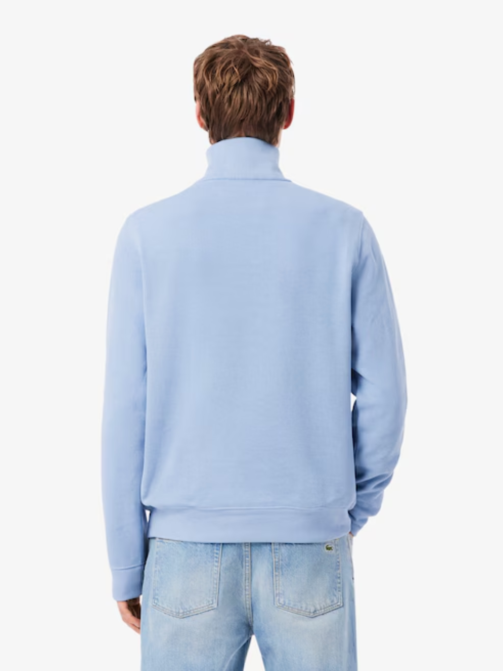 LACOSTE Zip-Up High Neck Interlock Sweatshirt Light Blue