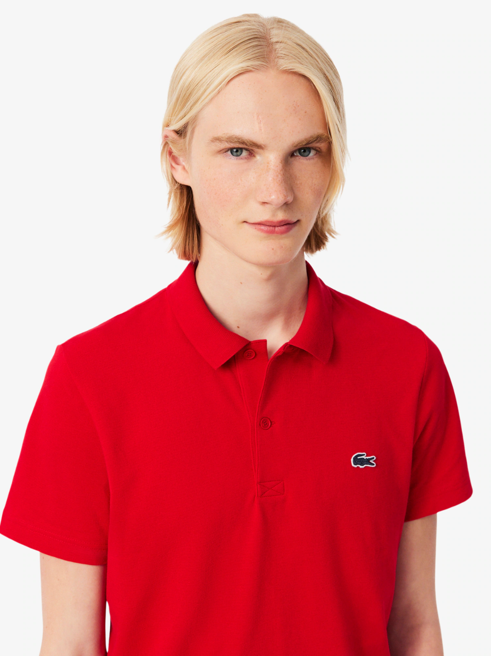LACOSTE Regular Fit Cotton Blend Polo Shirt Red