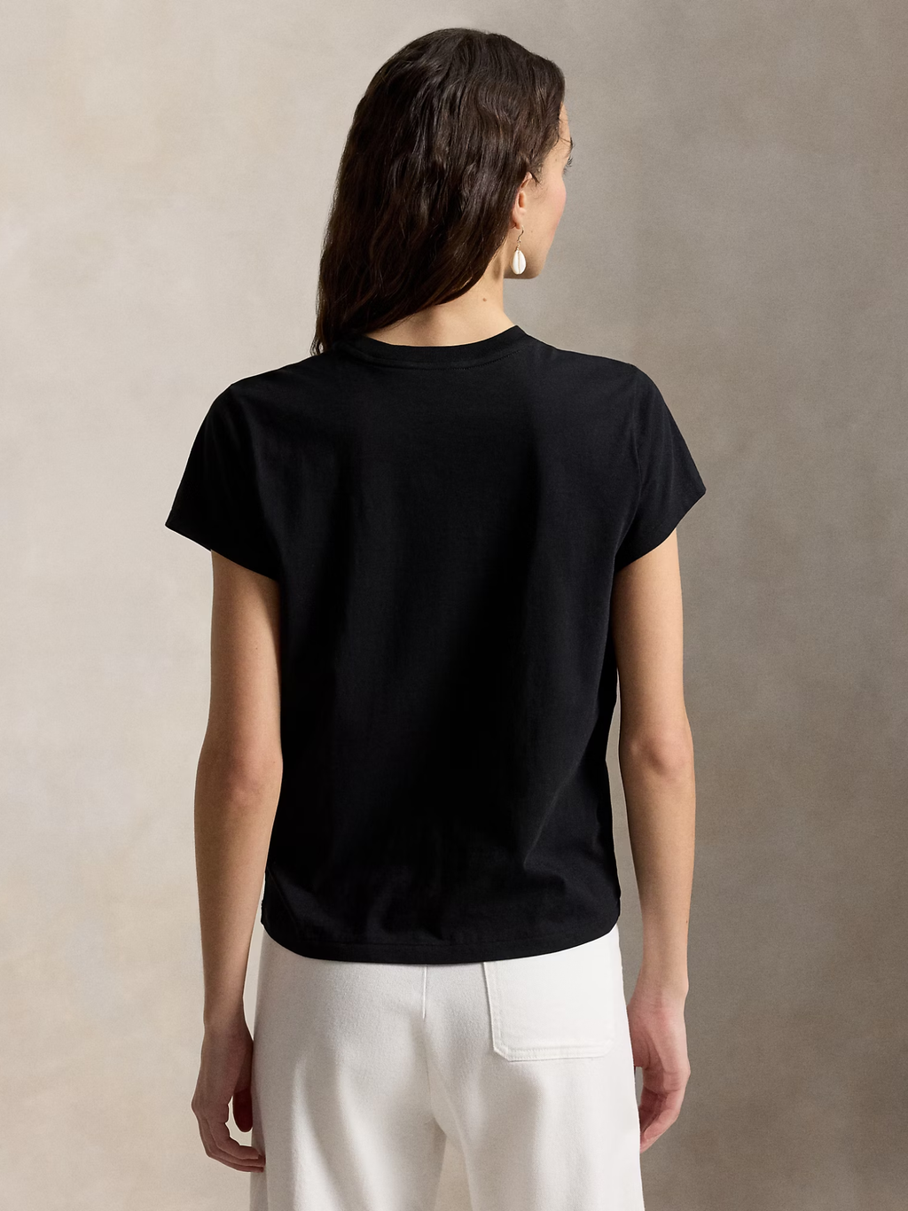RALPH LAUREN WOMEN Classic Fit Cotton Jersey Crewneck Tee Polo Black