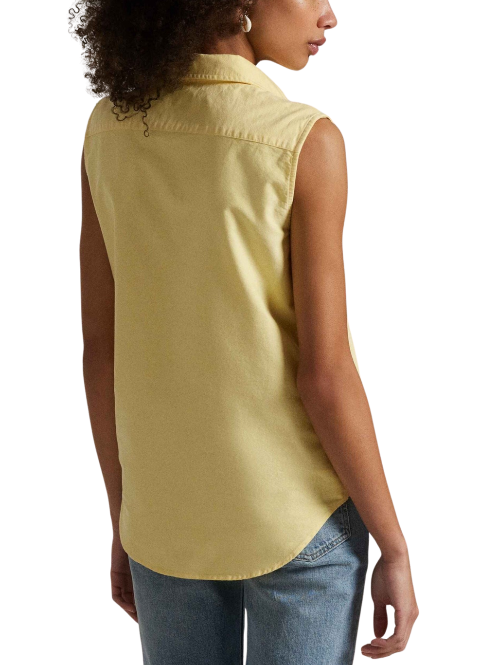 RALPH LAUREN WOMEN Cotton Oxford Sleeveless Shirt Yellow