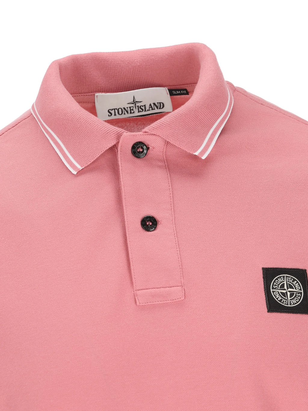 STONE ISLAND Logo Patch Cotton Piqué Polo Shirt Pink