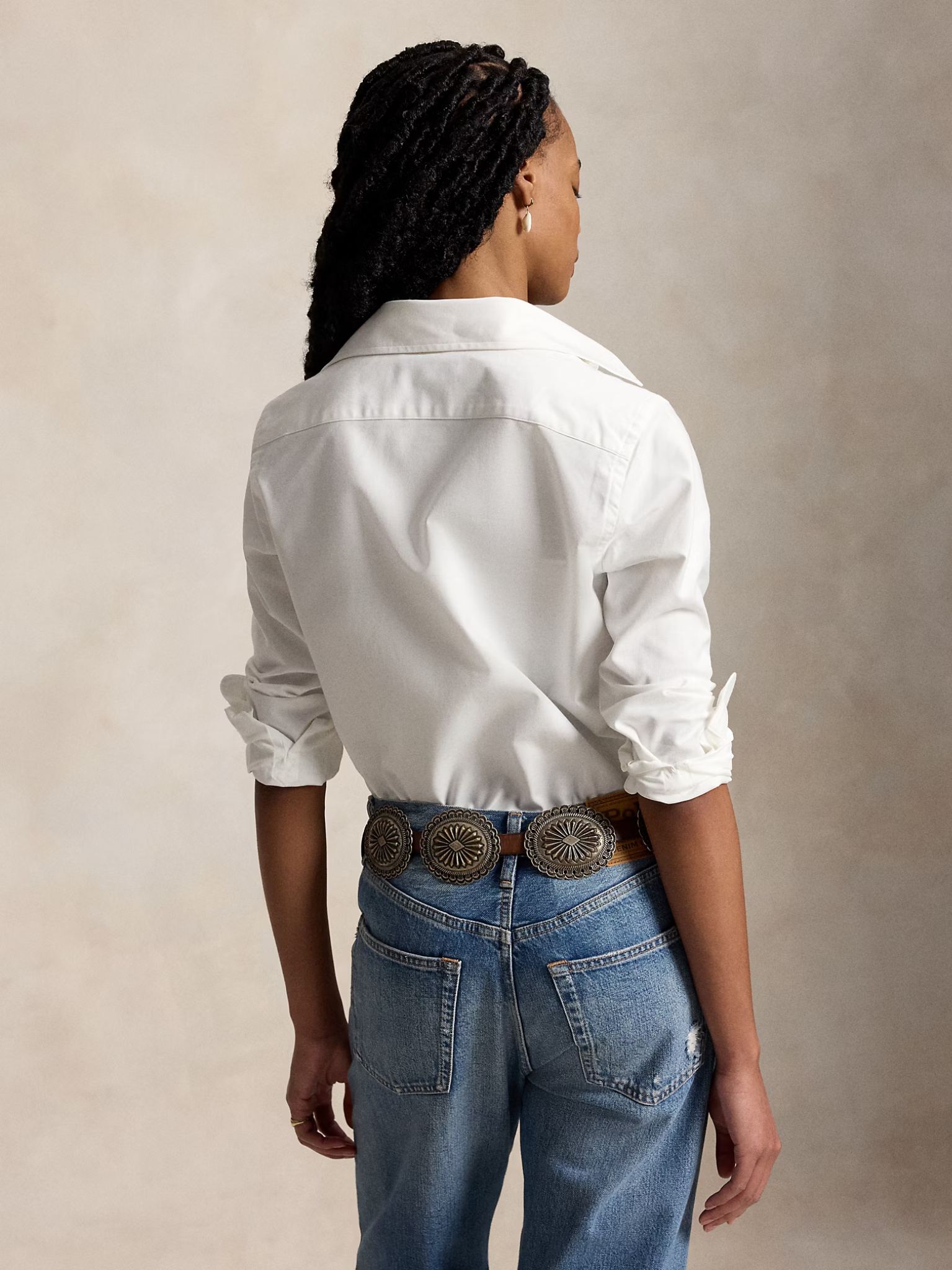 RALPH LAUREN WOMEN The Iconic Stretch Slim Fit Oxford Shirt White