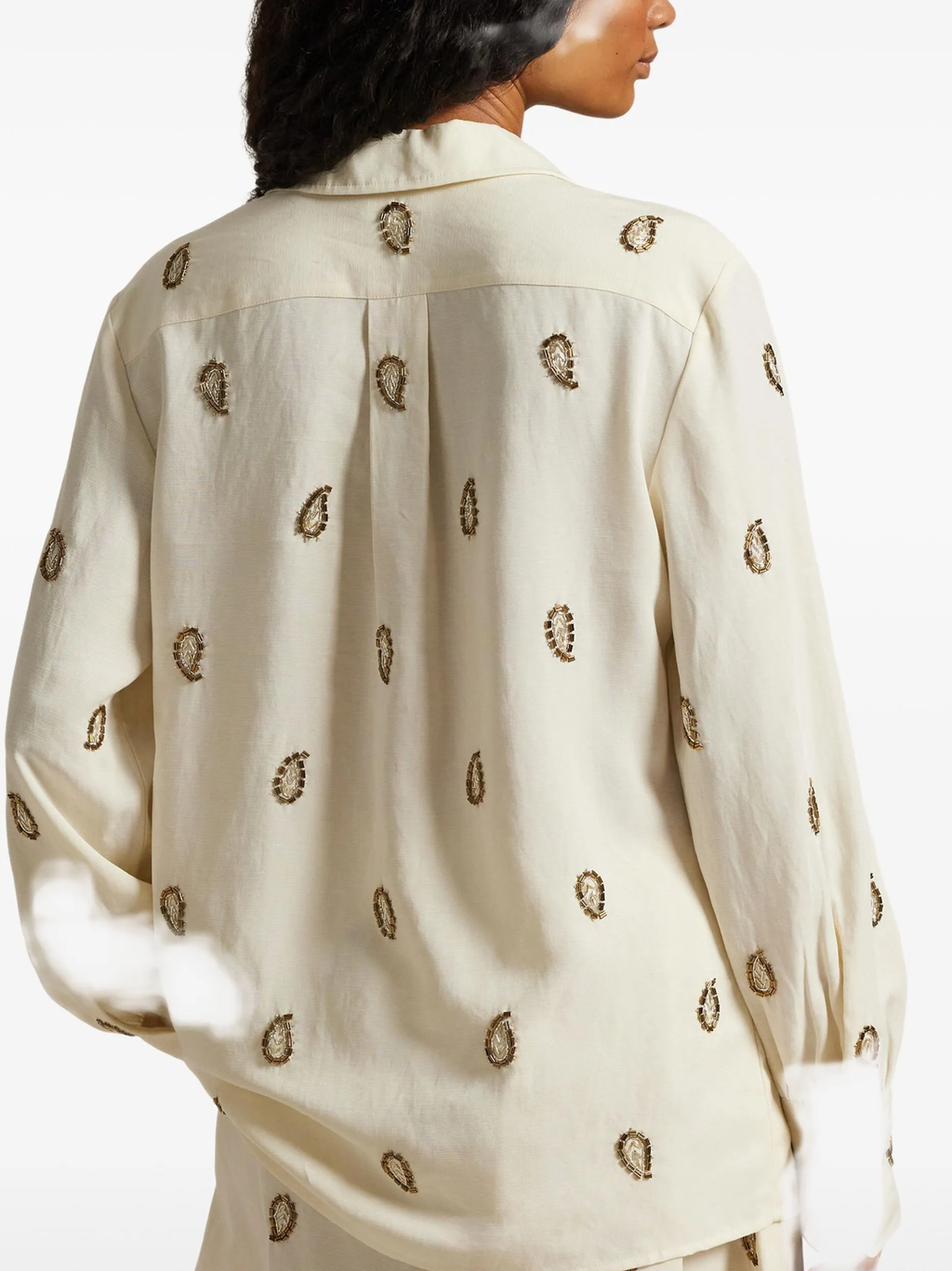 RALPH LAUREN WOMEN Beaded Paisley Top Trophy Cream