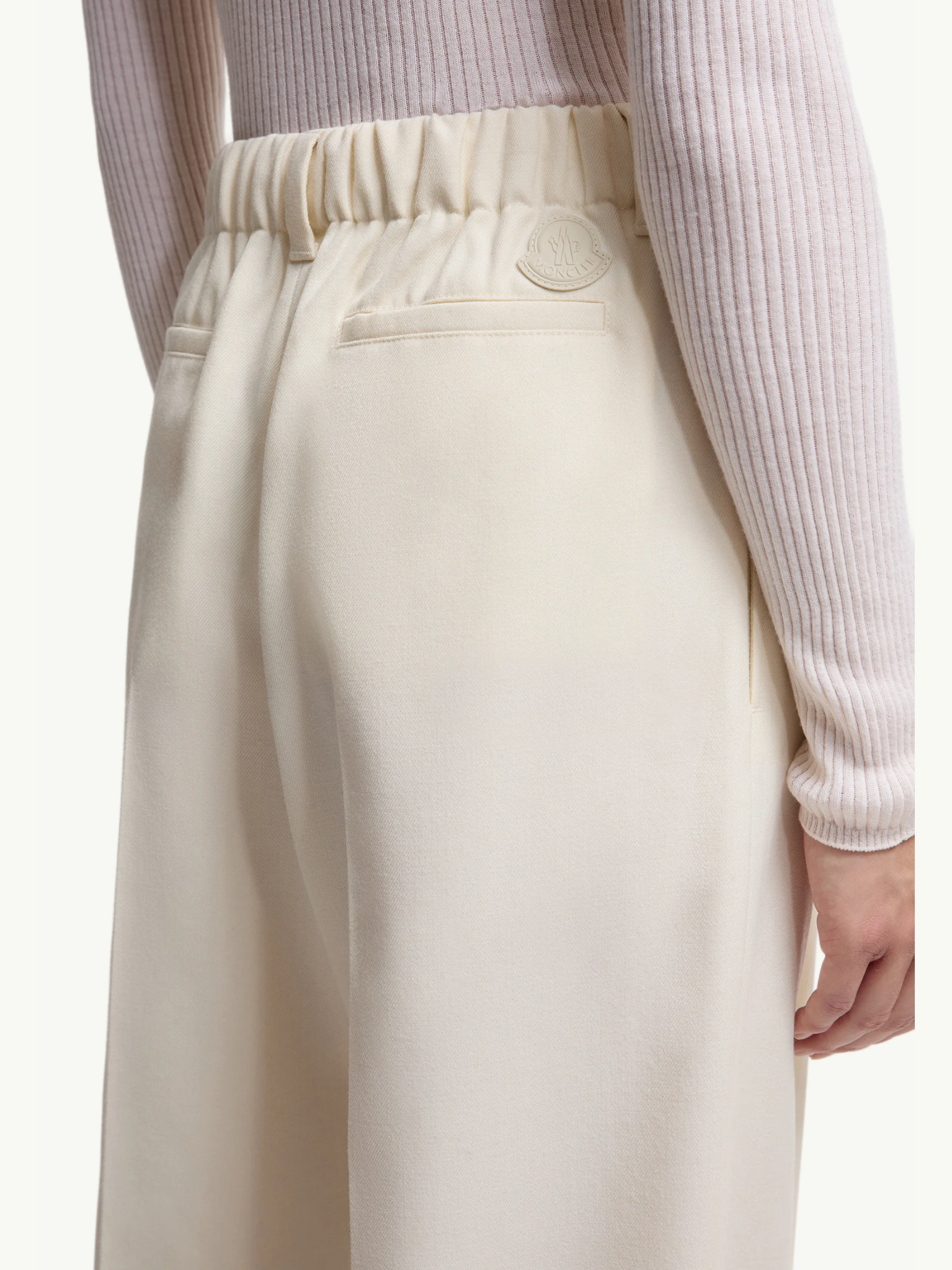 MONCLER WOMEN Wool Gabardine Tailored Pants White