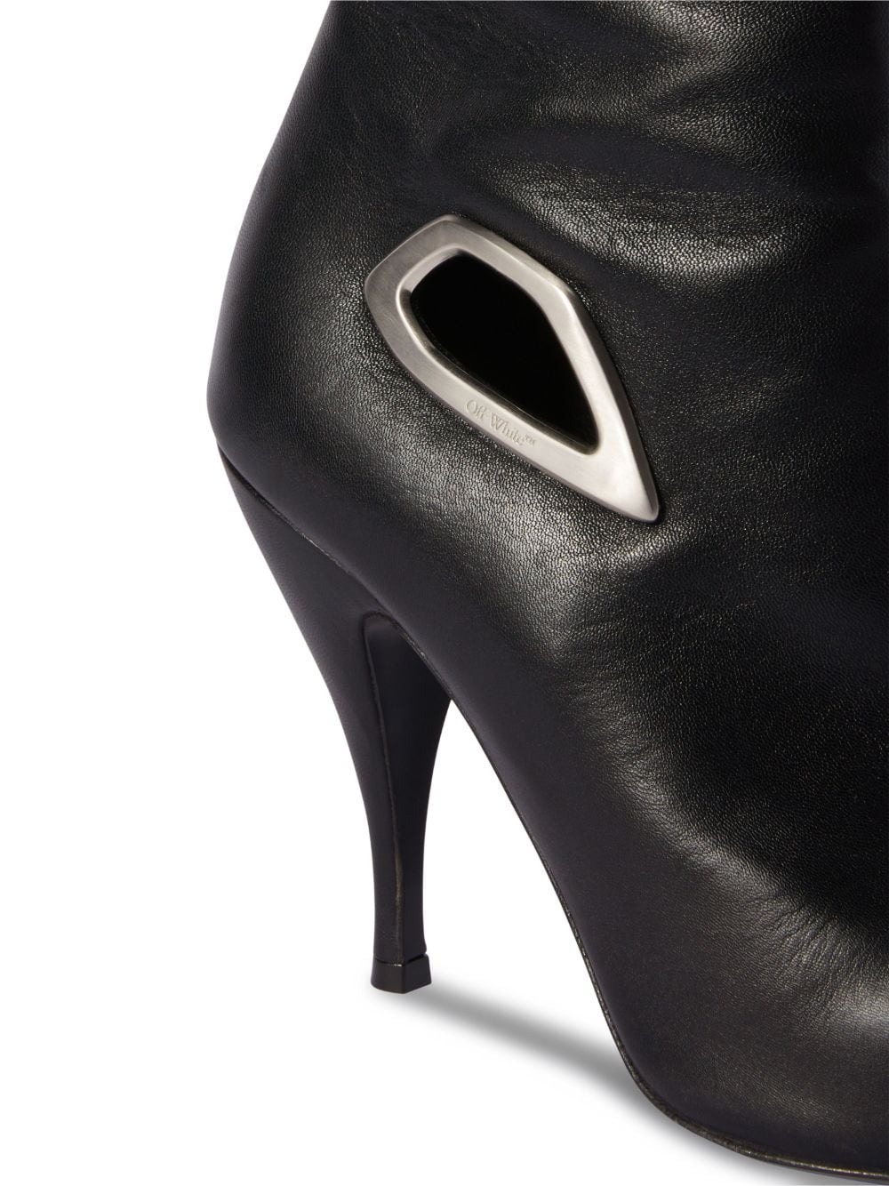 OFF-WHITE WOMEN Crescent Leather Heels Black Silver