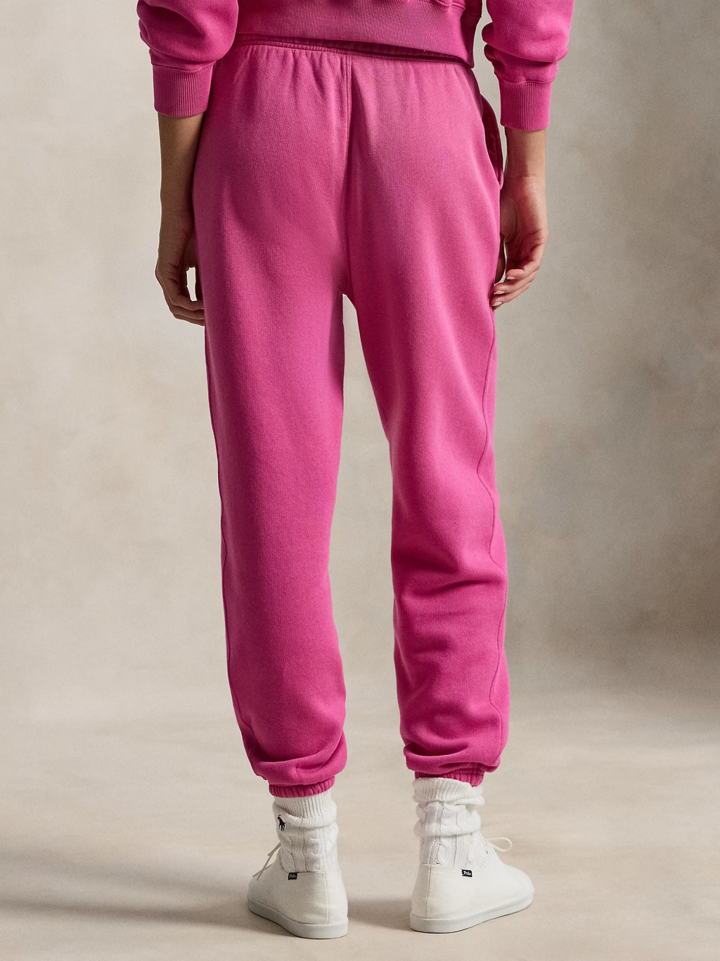 RALPH LAUREN WOMEN Fleece Drawstring Tracksuit Bottoms Accent Pink